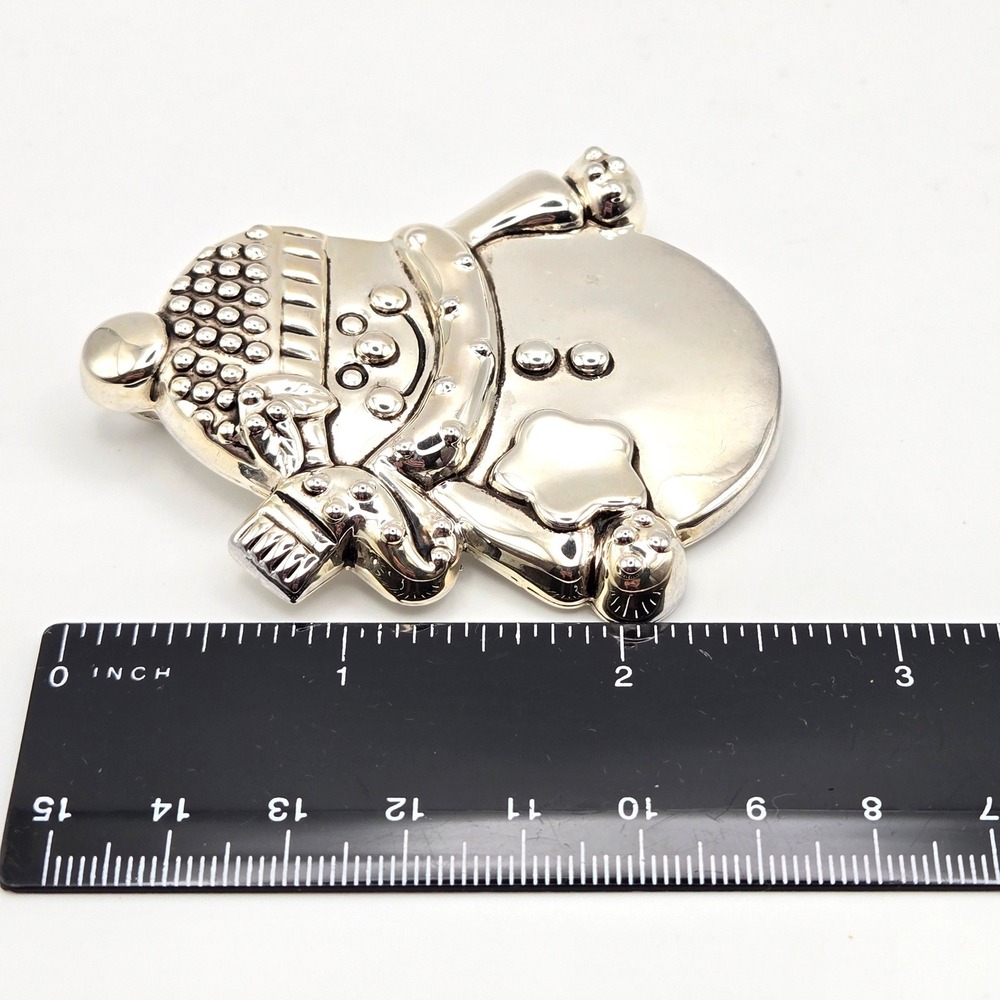 Best Silver Tone Snowman Brooch‎ Pendant Holiday Christmas Winter Pin Star Scarf - Picture 5 of 5